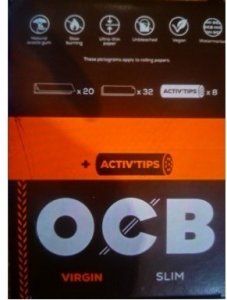 1 Kt. OCB Unbleached Slim Virgin + 8 Active Tips 7mm (2