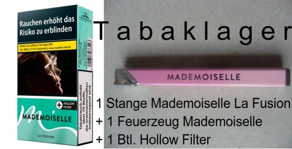 1 Stange Zigaretten Mademoiselle La Bleue + 1 Feuerzeug