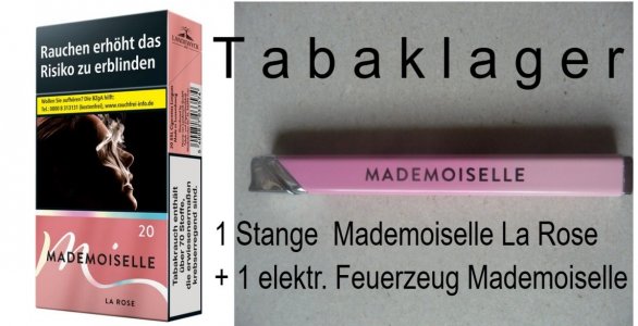 1 Stange Zigaretten Mademoiselle La Rose + 1 Feuerzeug 