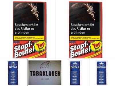 20 x 30g Zigarettentabak Fargo Stopf-Beutel Rot + 600 B