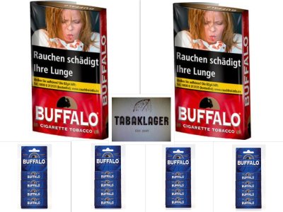 20 x 40g Zigarettentabak Buffalo Rot + 800 Blatt Papier