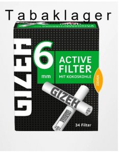 1 x Gizeh active Filter 6 mm mit Kokoskohle 34er Packun
