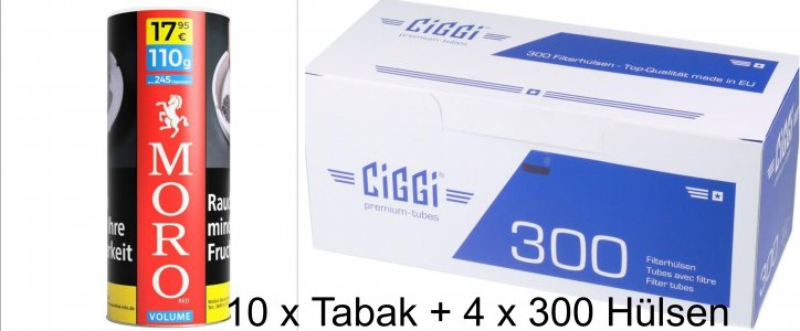 10 x 100g Zigarettentabak MORO rot Volumentabak + 1200 