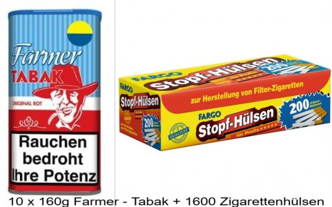 10 x 160g Farmer ROT Pfeifentabak ( auch zum Stopfen ge