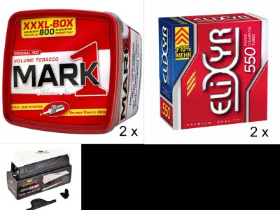 2 Eimer a 400g Zigarettentabak Mark 1 + 1100 Elixyr Zig