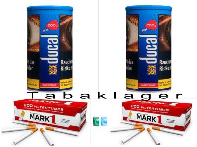 2 x Zigarettentabak Ducal BLAU 155g + 2 x 200 Zigarette