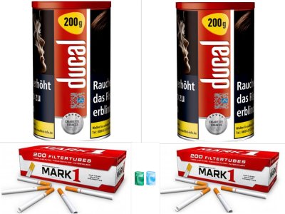 2 x Zigarettentabak Ducal ROT 155g + 2 x 200 Zigaretten