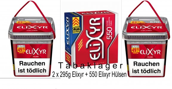 2 x 260g Eimer Elixyr Red Zigarettentabak, 1 x 550 Elix