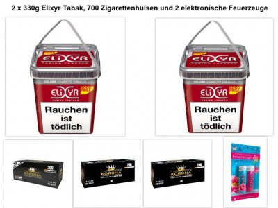 Zigarettentabak 2 x 260g Eimer Elixyrr Red, 600 H�lsen 
