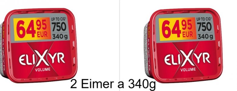 2 x Volumen-Zigarettentabak 340g Eimer Elixyrr Red