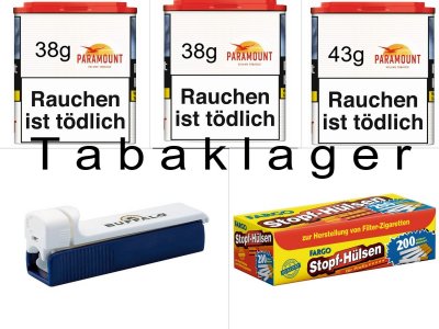 2 x 38g, 1 x 43g Zigarettentabak Paramount + 1 Zigarett
