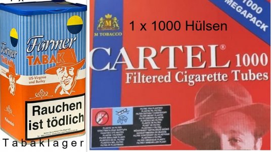 6 x 160g Farmer \( auch zum Stopfen geeignet \) 1000 Zigarettenh�lsen