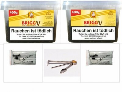 2 x Brigg V 350g Pfeifentabak, 2 x 100 Pfeifenreiniger + 1 Pfeifenstopfer