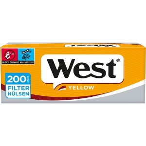 1 Kt. mit 50 x 200er Zigarettenh�lsen West Yellow \( Ersatz f�r West Silver \)