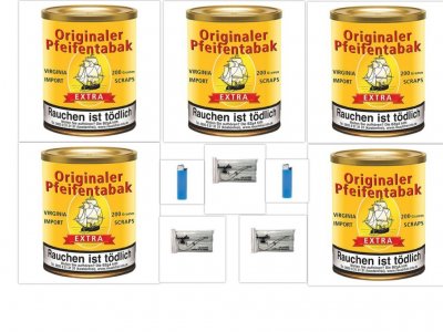 5 x 200g Originaler Pfeifentabak , 3 x 100 Pfeifenreiniger