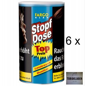 6 x 122g Zigarettentabak Fargo Stopf-Dose Blau  / Stopfdose / Stopf Dose \( 100g = 18,82� \)