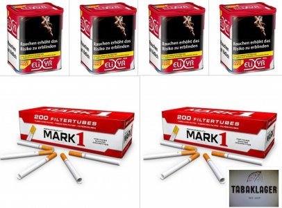 4 x Zigarettentabak Elixyr rot 100g + 2 x 200 Zigarettenh�lsen