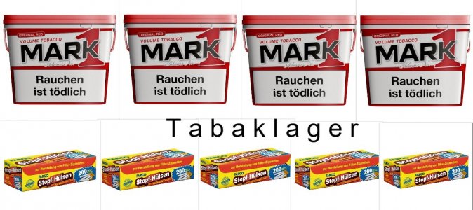 4 Eimer a 255g Zigarettentabak Mark 1 + 1000 Zigaretten