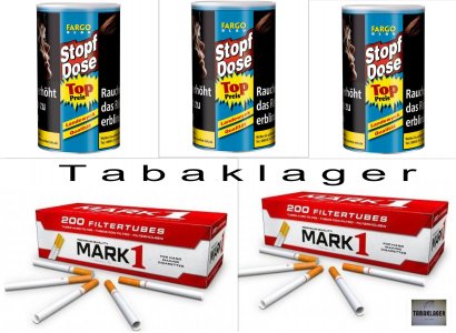 3 x 122g Zigarettentabak Fargo Stopf-Dose BLAU  + 400 H