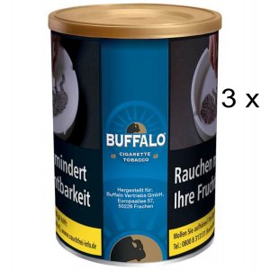 3 x 140g Zigarettentabak Buffalo Blue / blau 
