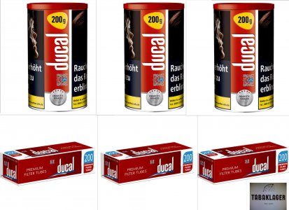 3 x 155g Zigarettentabak Ducal ROT  + 3 x 200 DUCAL - Z