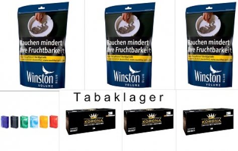 3 x 95g Zigarettentabak Winston Tabak Blue + 300 H�lsen