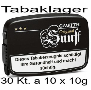 30 Kt. mit j10 x 10g Dosen Inhalt Gawith Schnupftabak /