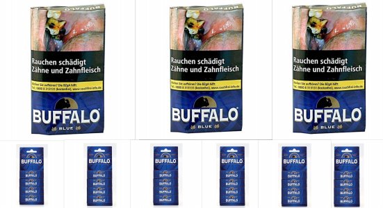 30 x 40g Zigarettentabak Buffalo blue / halfzware + 120
