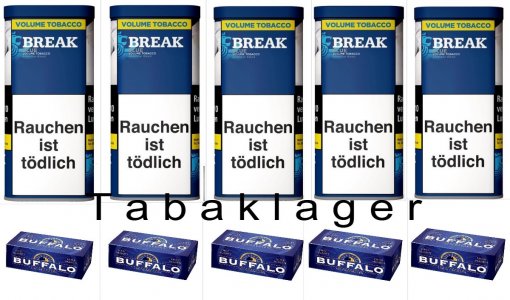 5 x 85g Zigarettentabak Break Blue + 500 Zigarettenh�lsen