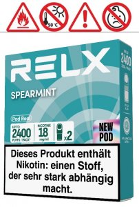 RELX-Pod Real Spearmint 18mg Nikotin, ca. 2400 Z�ge