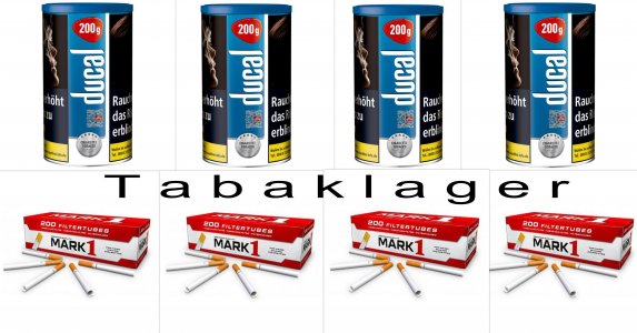 4 x Zigarettentabak Ducal Blau 155g + 4 x 200 Zigarett