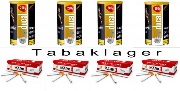 4 x 155g Zigarettentabak Ducal Gold  + 4 x 200 Zigarett