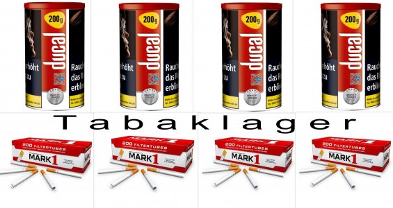4 x 155g Zigarettentabak Ducal Red + 4 x 200 Zigaretten 4 x 155g Zigarettentabak Ducal Red + 4 x 200 Zigaretten