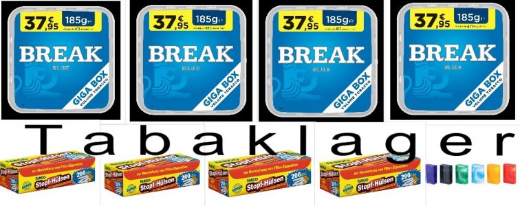 Zigarettentabak 185g Dose Break Blau, 800 Zigarettenh�l