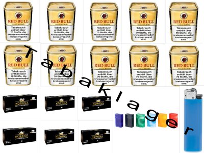 5 x 120g Dosen Red Bull Gold, 1200 Zigarettenh�lsen, 1