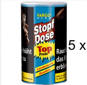 5 x 122g Zigarettentabak Fargo Stopf-Dose Blau  / Stopf