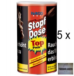 5 x 122g Zigarettentabak Fargo Stopf-Dose ROT / Stopfdo 5 x 122g Zigarettentabak Fargo Stopf-Dose ROT / Stopfdo