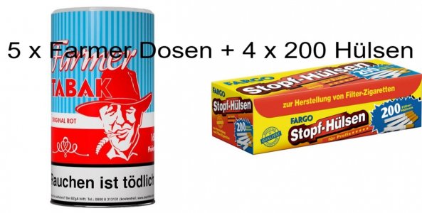 5 x 160g Farmer ROT Pfeifentabak ( auch zum Stopfen gee
