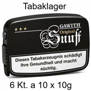 6 Kt. mit 10 x 10g Dosen Inhalt Gawith Schnupftabak / S