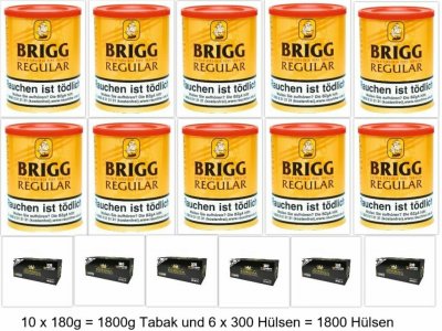 Pfeifentabak Brigg Regular 10 x 155g - Dose + 1600 Ziga