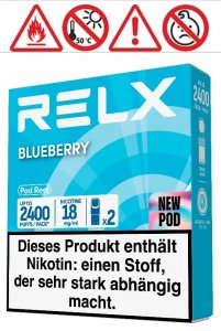 RELX-Pod Blueberry 18mg Nikotin, ca. 2400 Z�ge