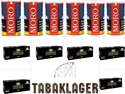 Zigarettentabak MORO rot Golden Shag 6 x 130g und 1000 